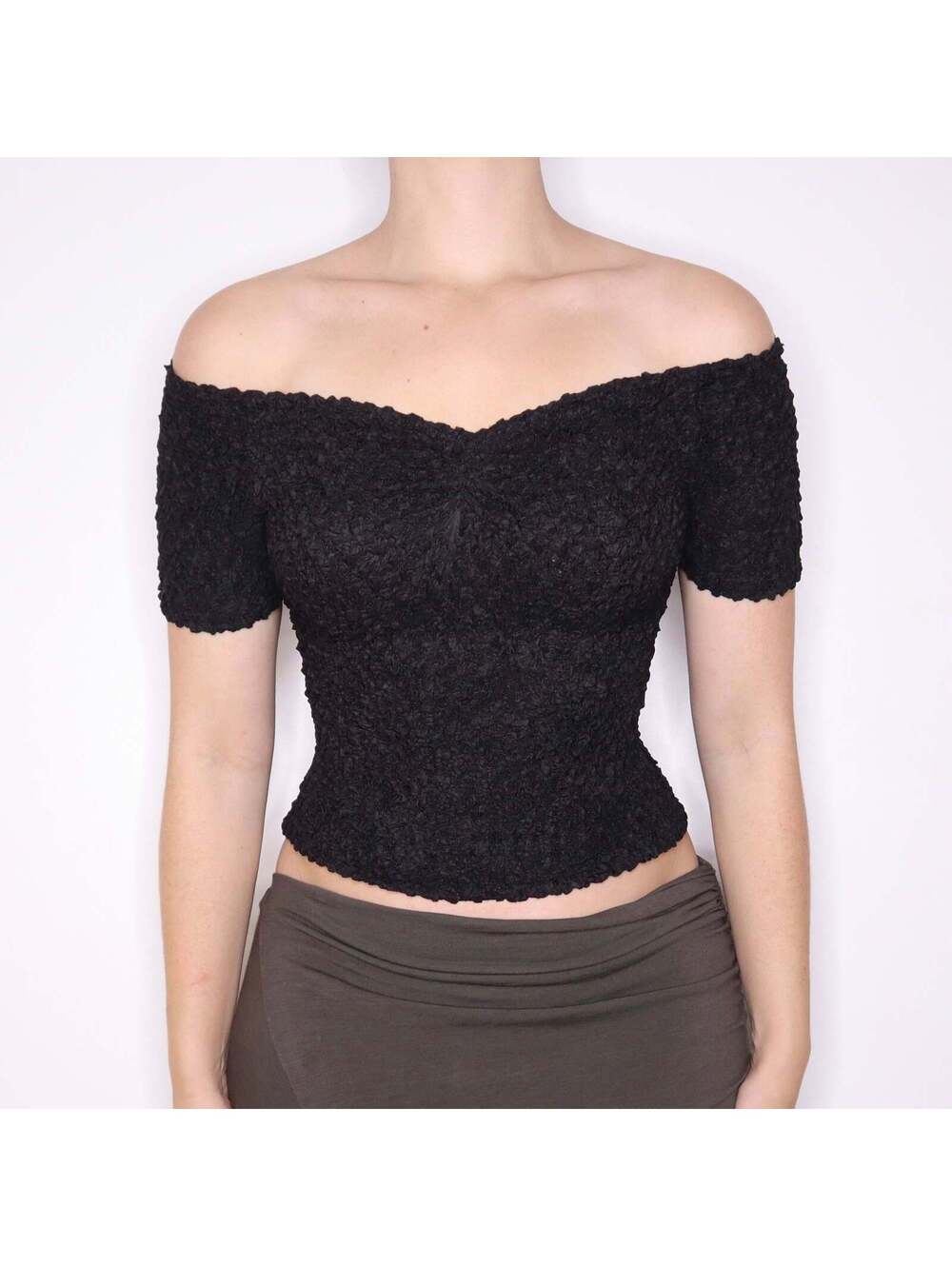 90s French Textured Silk Top (XS)